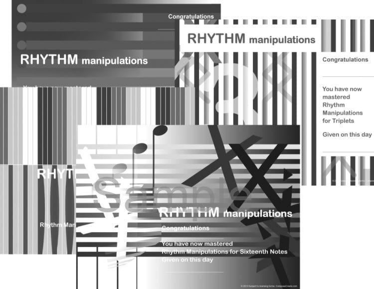 Rhythm Manipulations Certificates - the 2nd book in the reproducible Rhythm Explorations Series by Wendy Stevens from composecreate.com