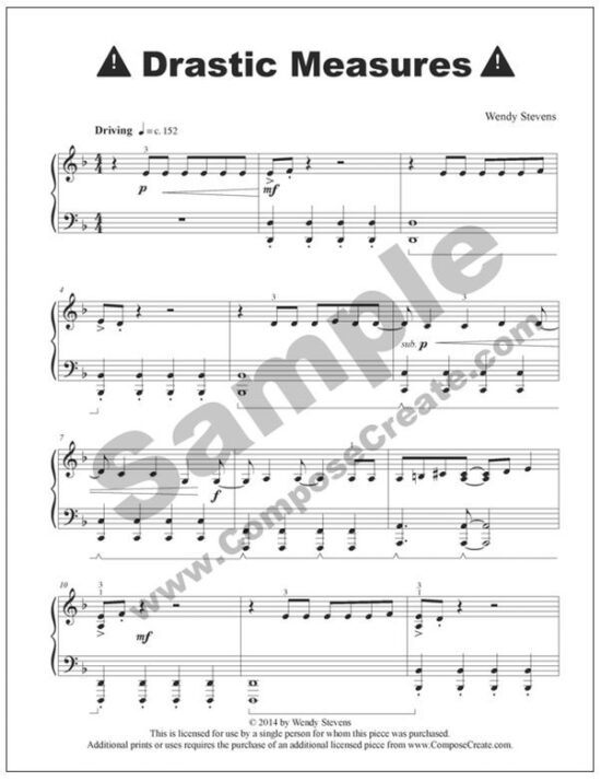 Drastic Measures - intermediate piano solo that teens love | composecreate.com