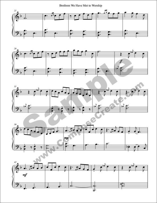 Brethren We Have Met to Worship - Irish jig hymn arrangement | composecreate.com | Bundle: Late Intermediate Sacred Piano Arrangements