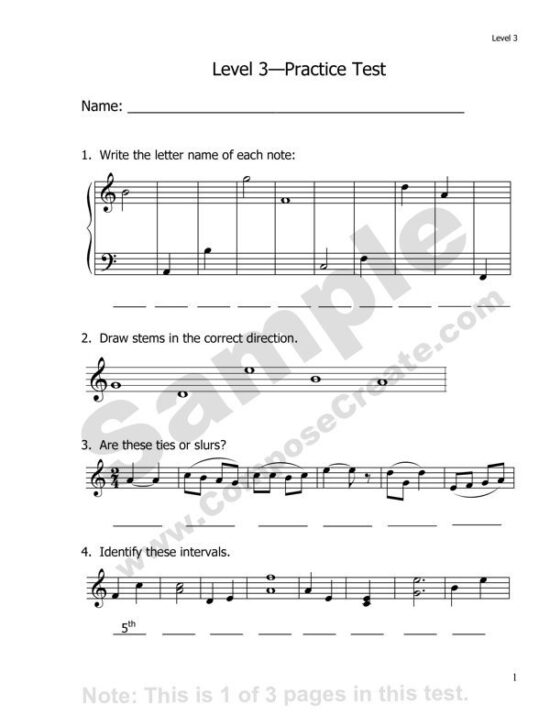 Practice Music Theory Tests - Reproducible for students you directly teach | ComposeCreate.com