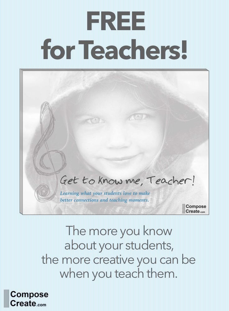 Get to know me teacher! - A free resources for piano teachers to help get to know their students | composecreate.com