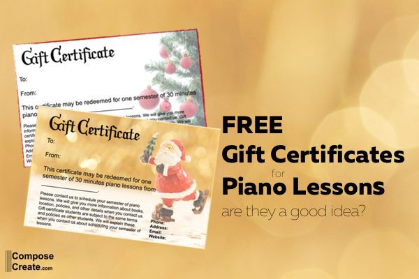 Sample and free download gift certificates for piano lessons