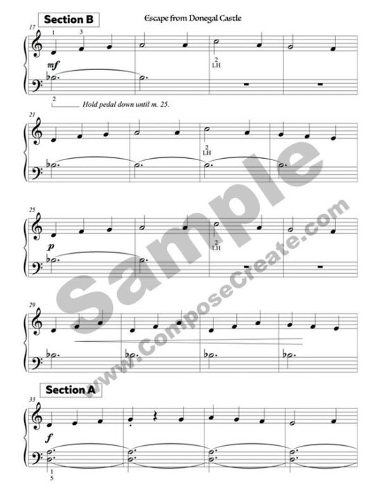 Escape from Donegal Castle - exciting elementary and early intermediate irish piano piece from composecreate.com by Wendy Stevens