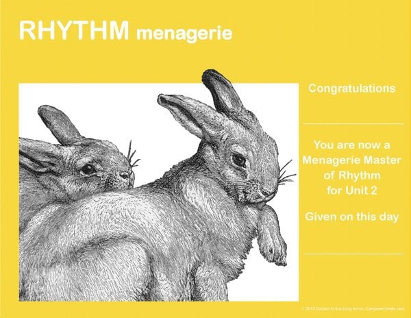 Rhythm Menagerie certificates
