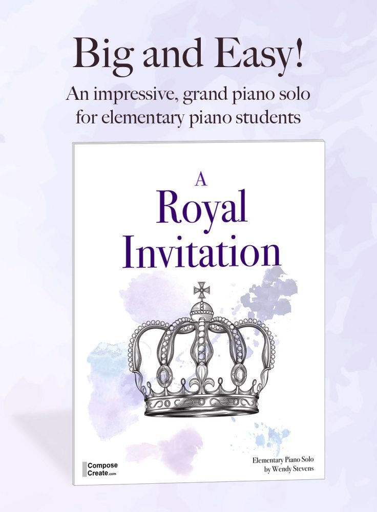 Big and easy piano solo for elementary piano students! Sounds great, impressive, but easy to play. Great for recitals. | composecreate.com #piano #teaching #music #teachingpiano #recital #recitalmusic