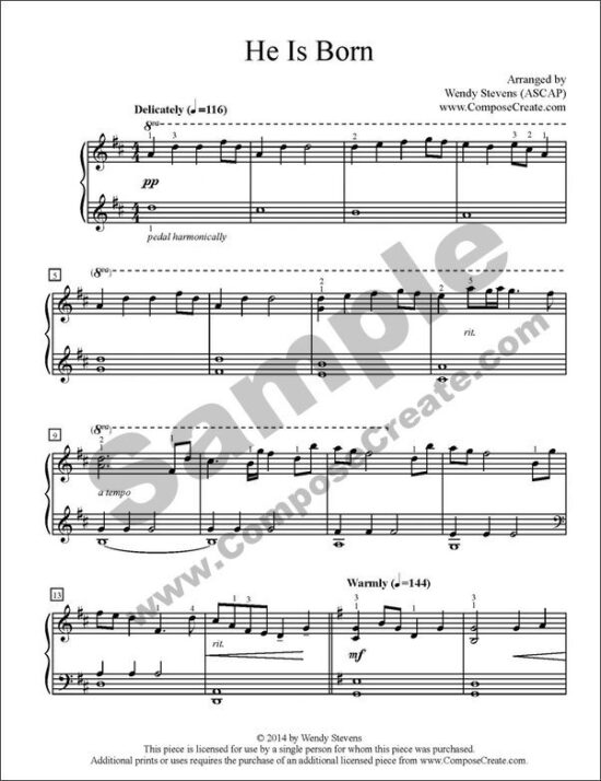 O Christmas Tree, He is Born, What Child is This - Bundle of intermediate holiday piano solos by Wendy Stevens | ComposeCreate.com