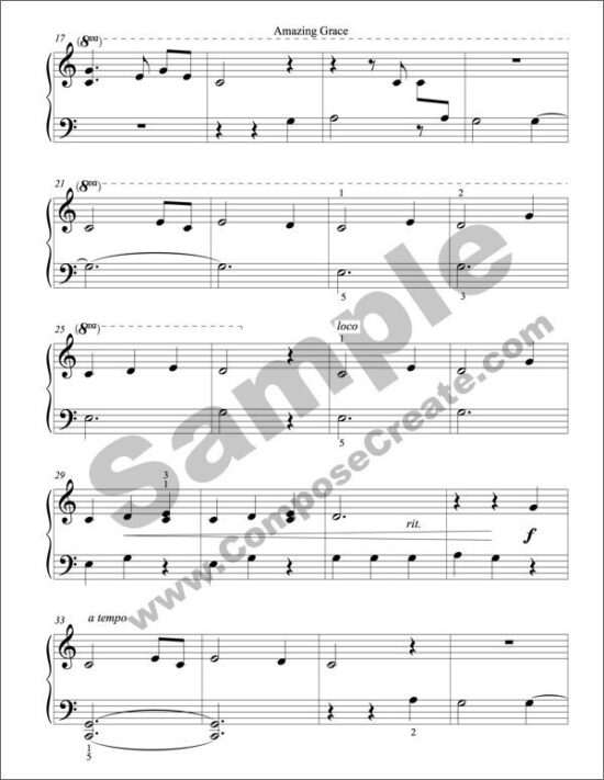 Amazing Grace - PDF - Bundle: Elementary Sacred Piano Arrangements