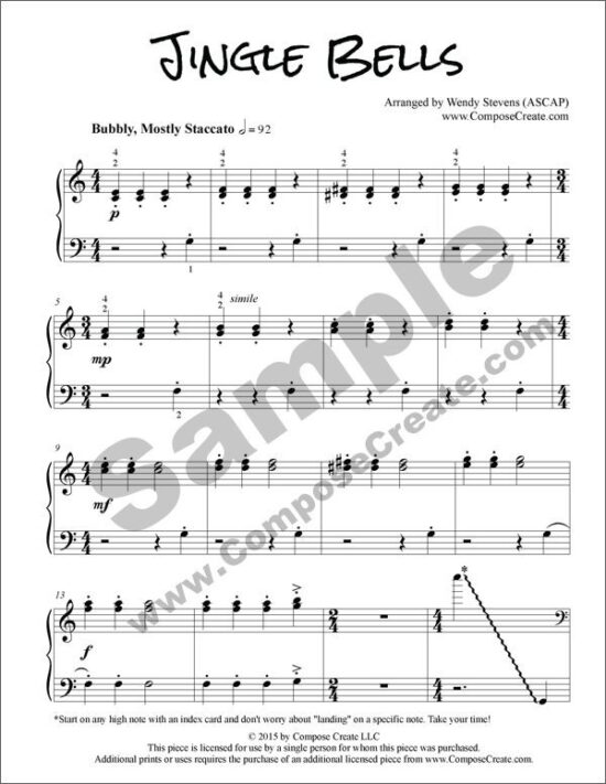 Easy and exciting Jingle Bells arrangement by Wendy Stevens | ComposeCreate.com