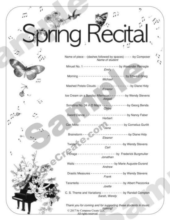 2017 Spring Recital Package