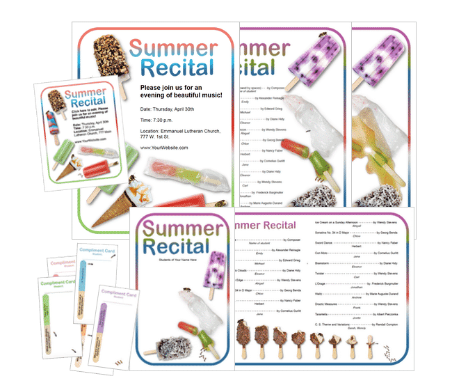 Ice cream and popsicle recital programs from ComposeCreate.com