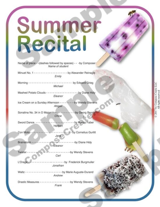 2017 Summer Recital Package