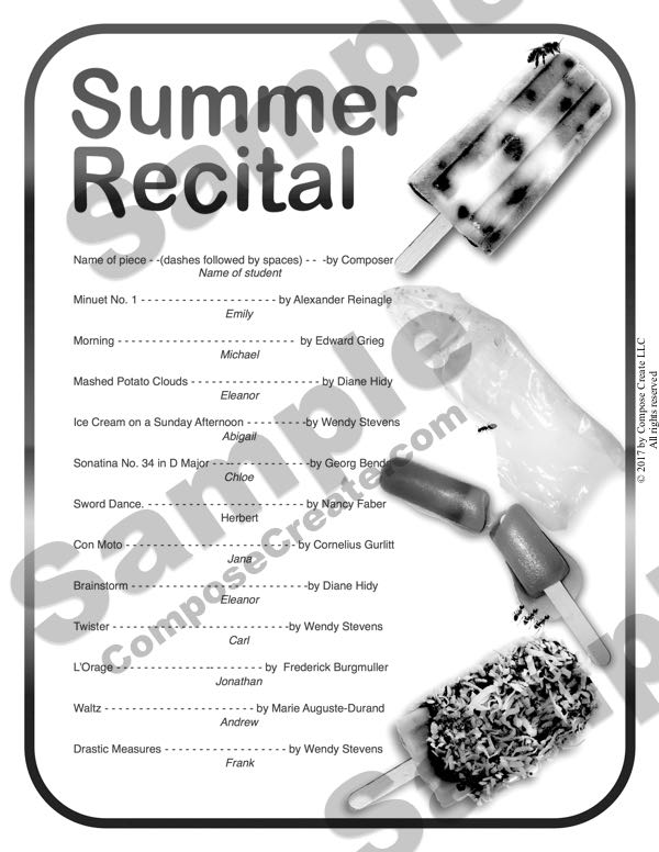 2017 Summer Recital Package