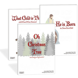 Holiday piano music by Level: Deck the Hall Intermediate and O Christmas Tree, He is Born, What Child is This - Bundle of intermediate holiday piano solos by Wendy Stevens | ComposeCreate.com