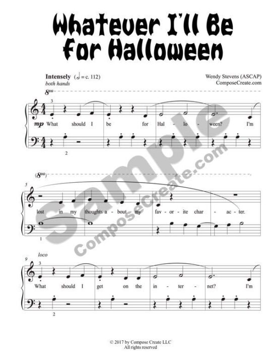 New 2017 Halloween Piano Sheet Music by Wendy Stevens | ComposeCreate.com
