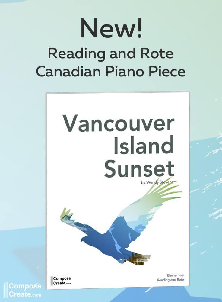 Canadian Piano Music - Vancouver Island Sunset by Wendy Stevens | ComposeCreate.com #rote #music #piano #teaching #pianoteaching #reading #recital #adult #easy