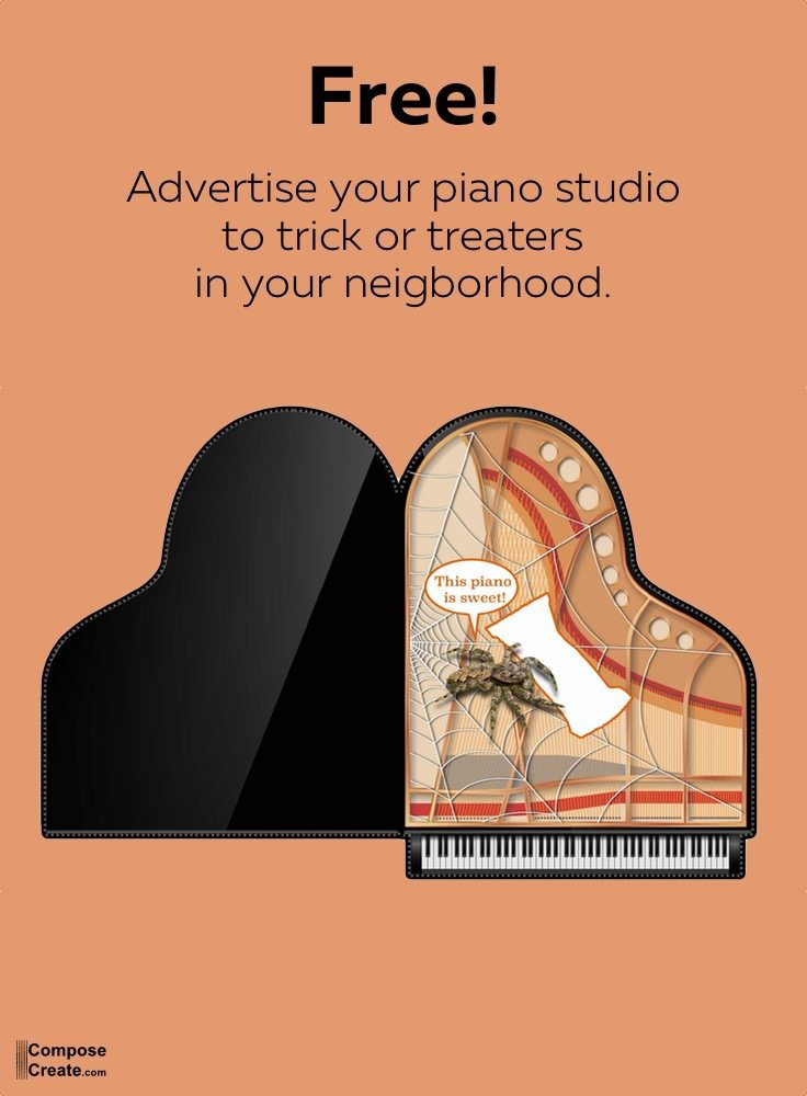 Halloween Piano Cards - Give to students or advertise studio! Only available at ComposeCreate.com