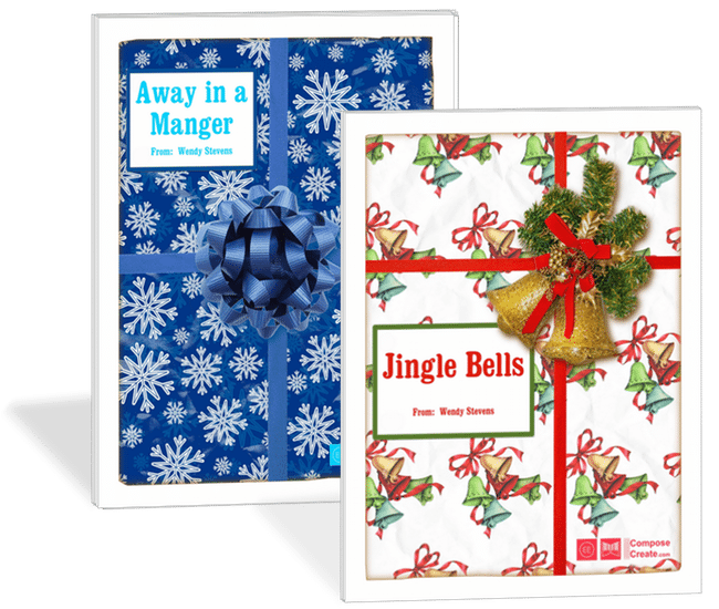 Holiday Rote Piano Pieces - Away in a Manger Rote and Reading + Jingle Bells Rote and Reading - Sale! | ComposeCreate.com #piano #holiday #easy #christmas #pianopedagogy #pianoteaching