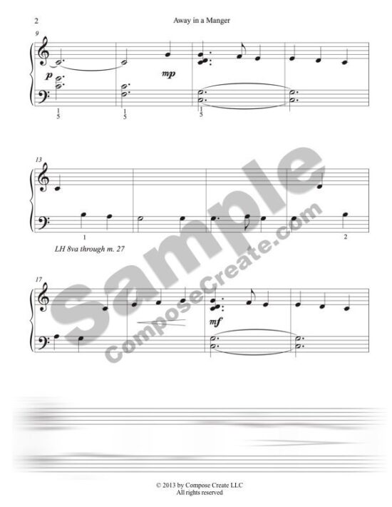 Holiday Rote Piano Pieces - Away in a Manger | ComposeCreate.com #piano #holiday #easy #christmas #pianopedagogy #pianoteaching