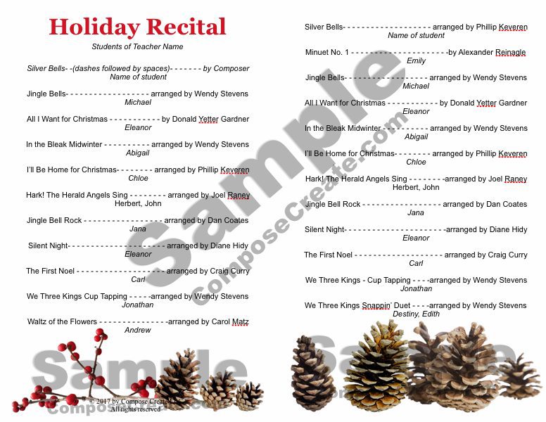 Holiday Recital Program Package - available only at ComposeCreate.com
