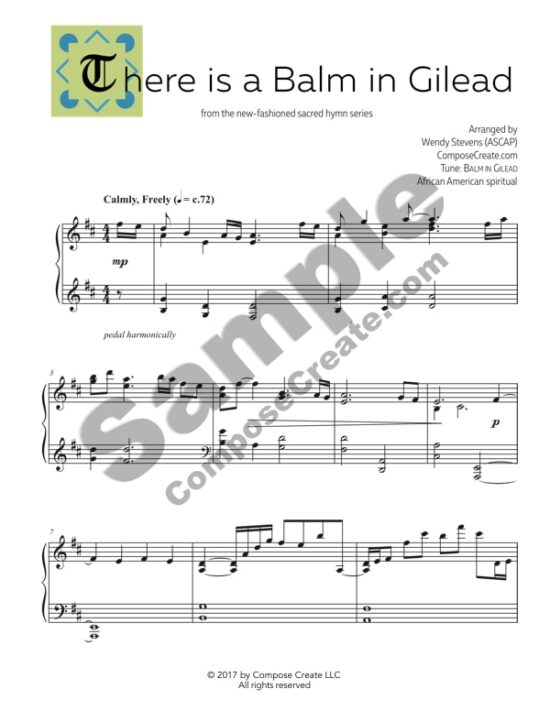 There is a Balm in Gilead by Wendy Stevens - Sacred piano arrangement | ComposeCreate.com | Bundle: Late Intermediate Sacred Piano Arrangements