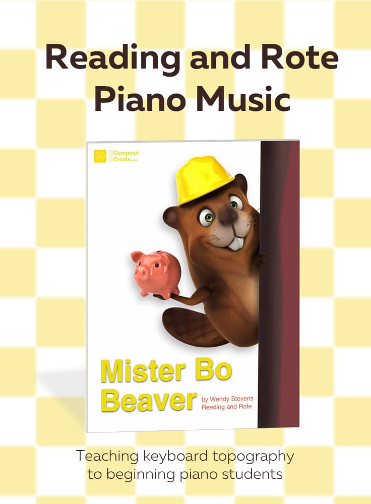 Cleaver the Beaver is now available as Mister Bo Beaver - a Reading and Rote teaching piece on ComposeCreate.com | #rote #roteteaching #animal #music #piano #recital #teacher #teaching