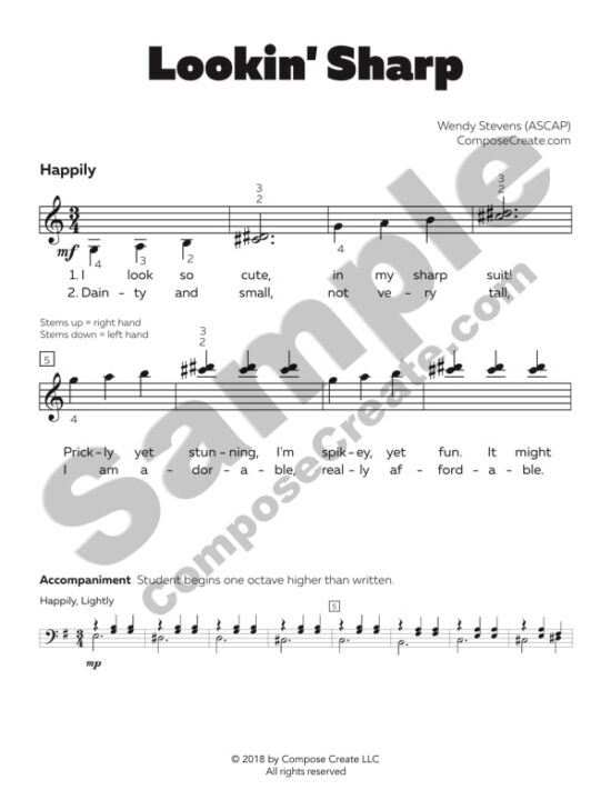 Lookin' Sharp - Rote and Reading piano piece about a hedgehog by Wendy Stevens | Part of the Woodland Fun Bundle of Piano music about Woodland Creatures
