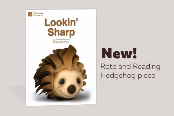 Rote and Reading Hedgehog Piece for piano by Wendy Stevens