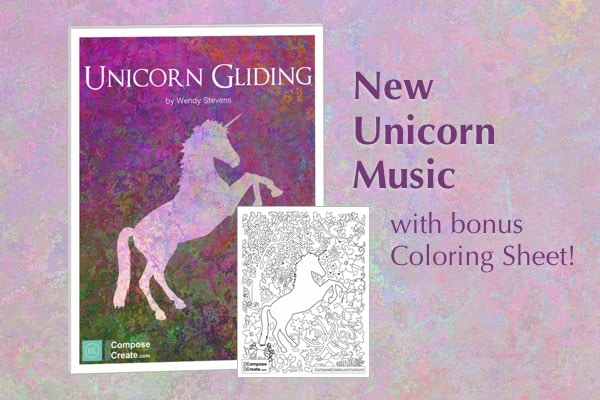New elementary piece with bonus unicorn coloring sheet
