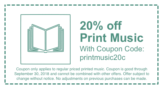 20 percent off printed music