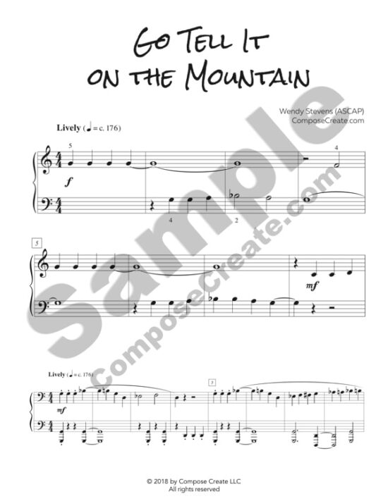 Go Tell It on the Mountain - easy piano jazz with teacher duet by Wendy Stevens