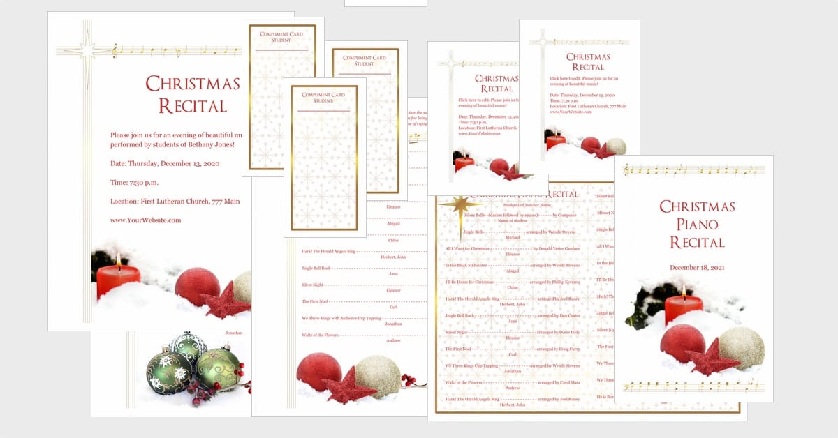 New Editable Christmas Recital Template Package!