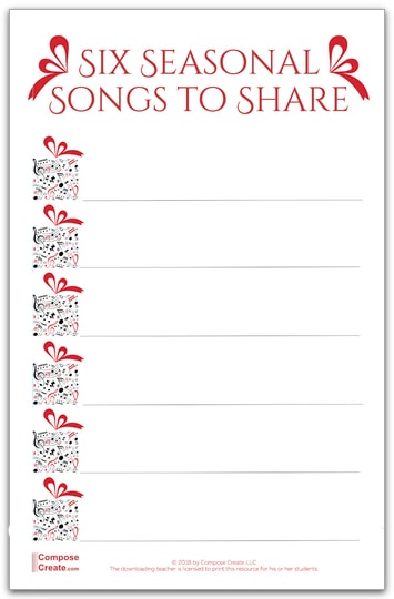 Six Seasonal Songs to Share - New Design by Wendy Stevens available on ComposeCreate.com