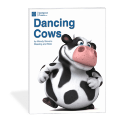 Dancing Cows - Beginner Rote and Reading early elementary piano piece with teacher duet by Wendy Stevens | ComposeCreate.com | Bundle: Dancing Cows + A Piggy Pet | Part of the Barnyard Fun Rote and Reading series