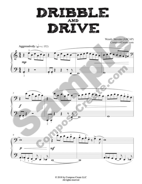Dribble and Drive Soccer Piano Piece by Wendy Stevens | ComposeCreate.com
