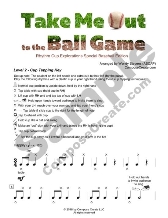 Take Me Out to the Ball Game with Rhythm Cups by Wendy Stevens | Composecreate.com