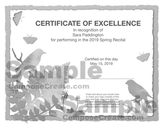 Vivaldi Certificates - spring music certificates from ComposeCreate.com | Vivaldi Music Certificates | Vivaldi Music Certificates | Bundle: Vivaldi Recital Programs + Certificates Package