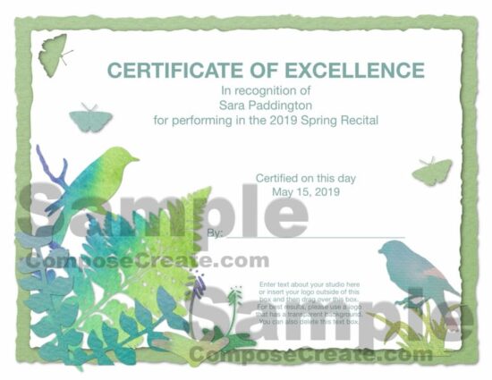 Vivaldi Certificates - spring music certificates from ComposeCreate.com | Vivaldi Music Certificates | Bundle: Vivaldi Recital Programs + Certificates Package