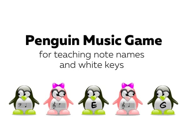 Penguin Music Game for teaching note names and white keys on the piano | ComposeCreate.com