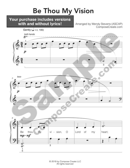 Easy Be Thou My Vision piano arrangement by Wendy Stevens Bundle: Elementary Sacred Piano Arrangements