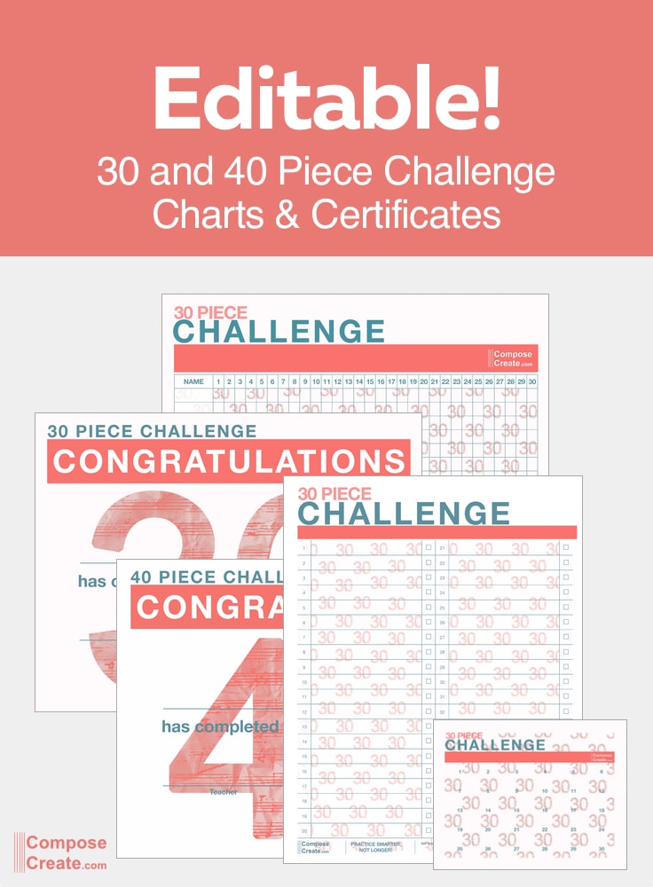 Pantone Coral 30 and 40 Piece Challenge Charts - ComposeCreate.com