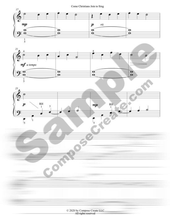 Come Christians Join to Sing arranged by Wendy Stevens | ComposeCreate.com
