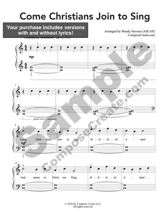 Come Christians Join to Sing arranged by Wendy Stevens | ComposeCreate.com