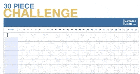 2020 30 Piece Challenge Charts - ComposeCreate.com