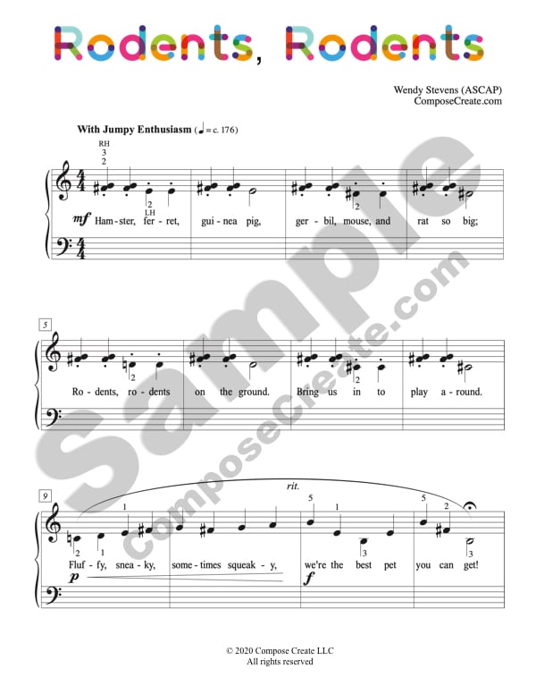 Rodents Rodents a piano solo by Wendy Stevens | ComposeCreate.com