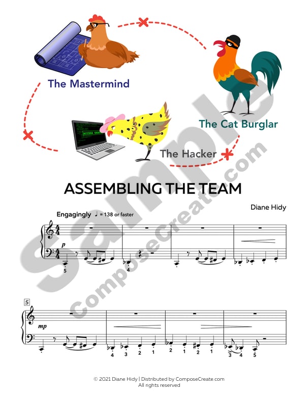 Assembling the Team All Cooped Up Spy piano solo by Diane Hidy | ComposeCreate