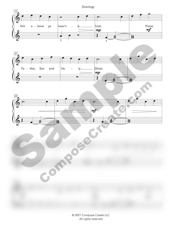 Easy Doxology arrangement by Wendy Stevens