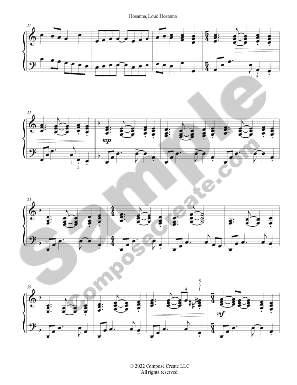 Hosanna Loud Hosanna - palm Sunday hymn arrangement by Wendy Stevens | Tune: Ellecombe