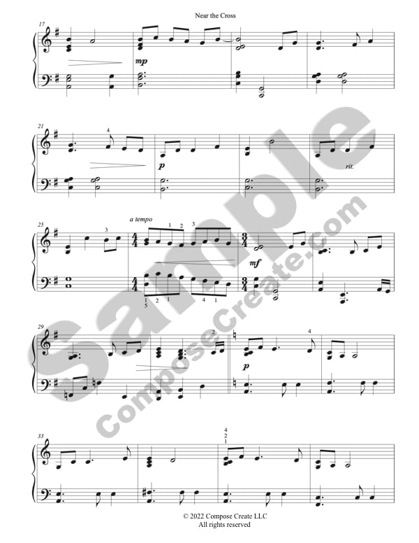 Near the Cross piano arrangement by Wendy Stevens