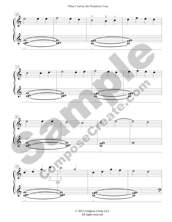 When I Survey the Wondrous Cross - Easy piano arrangement by Wendy Stevens