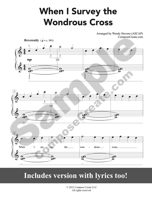 When I Survey the Wondrous Cross - Easy piano arrangement by Wendy Stevens